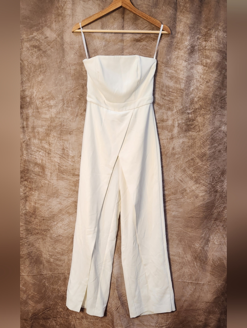 WHITE HOUSE BLACK MARKET Ivory Strapless Wide-Leg Jumpsuit – Size 00